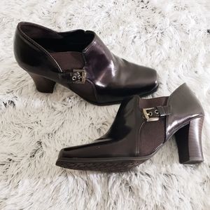 Etienne Aigner Ankle Short Brown Booties Heels 8.5